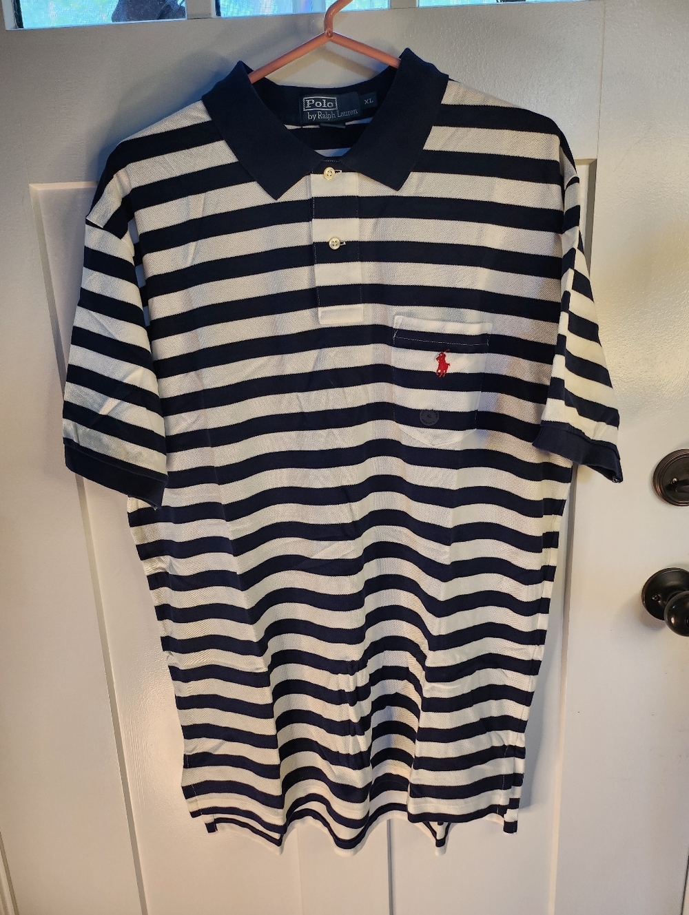 Polo by Ralph Lauren Navy and White Striped Short-Sleeve Polo